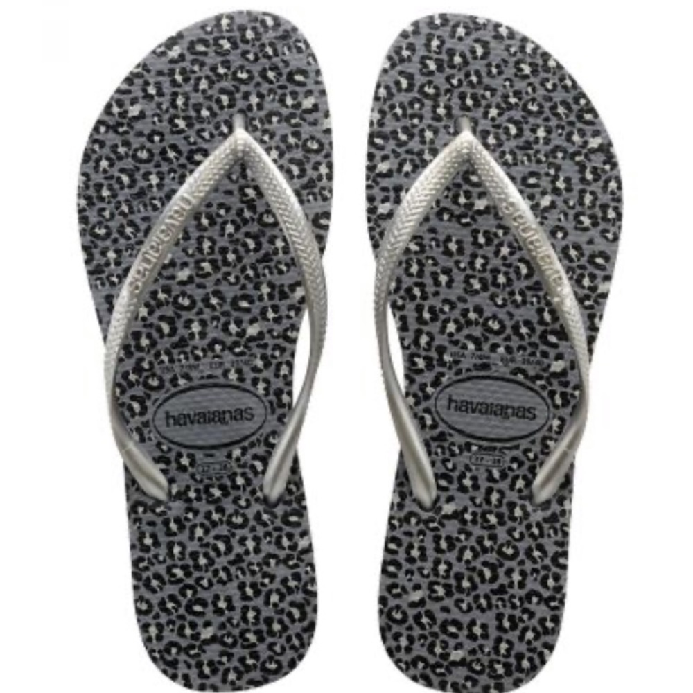 Gray and Black Leopard Havaianas